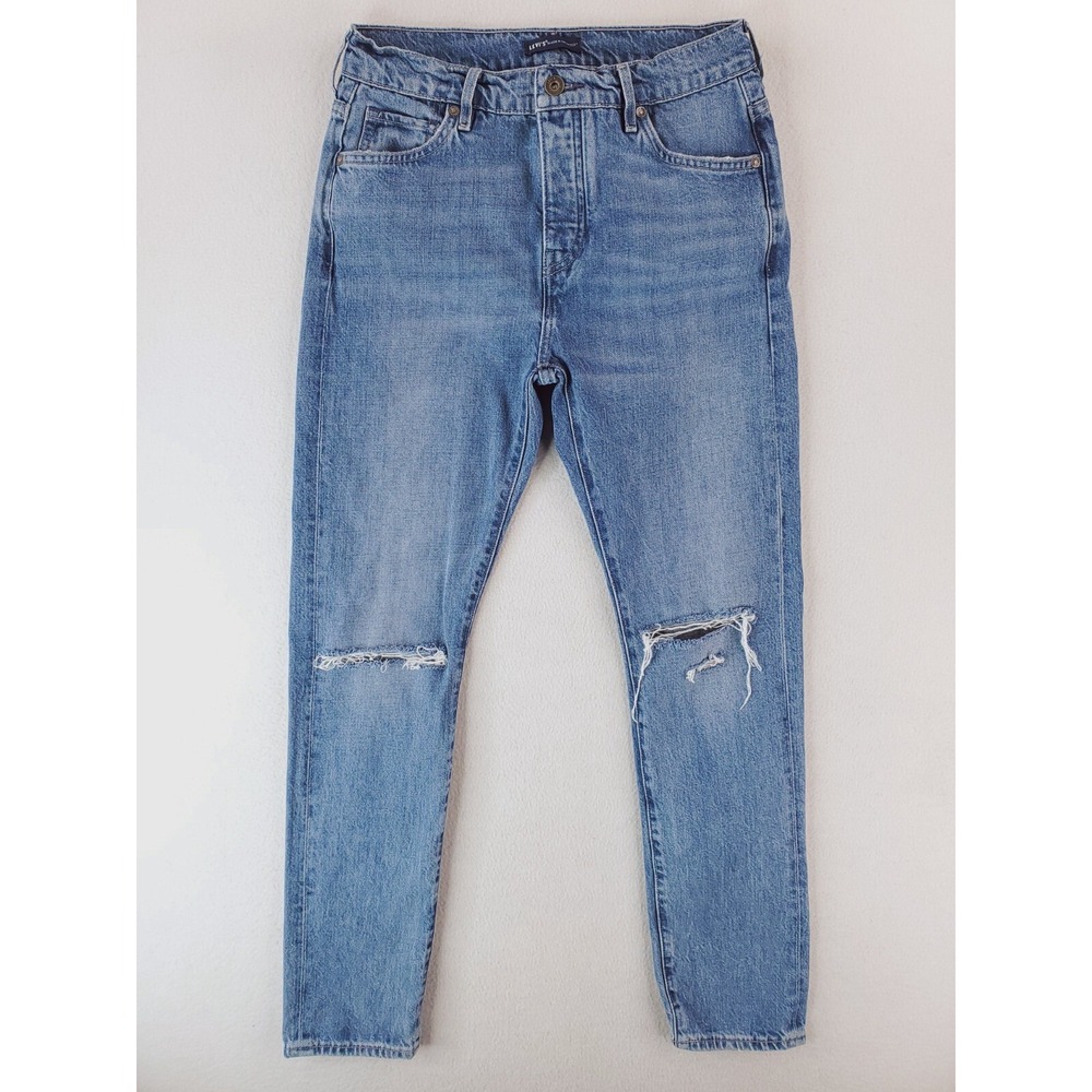 Levis Jeans Womens 26 Blue Made & Crafted Slouchy Taper Distressed Button Fly